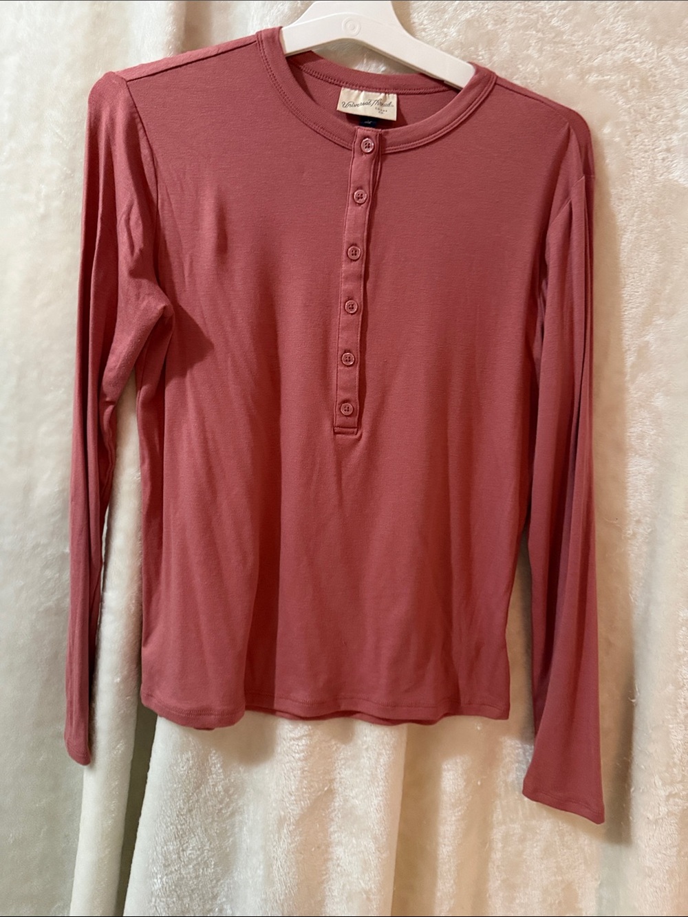 Universal Thread Long-Sleeve Henley in Dusty Rose